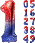 40 Inch Red and Blue Spider Theme Large Number 1 Balloon Giant Foil Birthday Balloons for Spider Theme Party Boy or Girl 1 th Birthday Wedding Anniversary Baby Shower Party Decorations