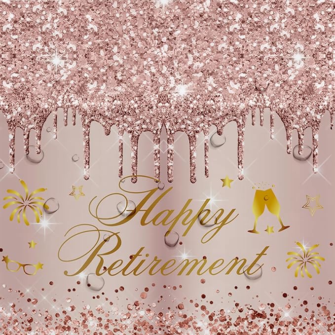 APOWBLS Retirement Decorations for Women Tablecloth - Disposable Rose Gold Happy Retirement Party Decorations Supplies Table Cover - 3Pack (54in x 108in)