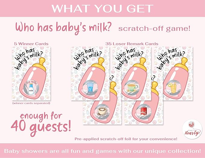 Party Hearty Baby Shower Games for Girl, 40 Emoji Scratch Off Lottery Tickets, Baby Games Ideas, Scratch Off Game, Pink