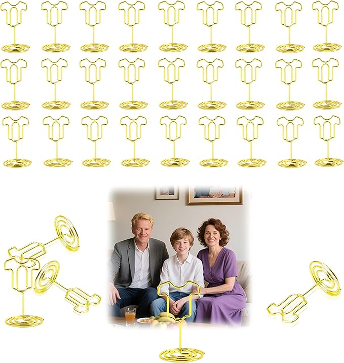 Picture Holders for Tables,32Pcs Clothes Table Number Holders,Place Card Holder,Photo Holders,Buffet Labels for Food,Memo Note Clips,Table Sign Holders for Centerpieces,Wedding Anniversary Birthday