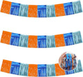 BEISHIDA 3 Packs Metallic Foil Fringe Garland Orange Bue Wall Hanging Tinsel Fringe Banners for Car Floats Birthday Party Decoration Baby Shower Backdrops Dog Theme Party Supplies(30 Feet)