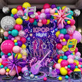 KPOP Music Theme Balloon Garland Arch Kit, 119Pcs Rainbow Colorful Balloon & Retro Disco Ball Musical Note Explosion Star Foil Balloons for K-Pop Party 90s 80s Disco Hip Hop Birthday Decor Supplies