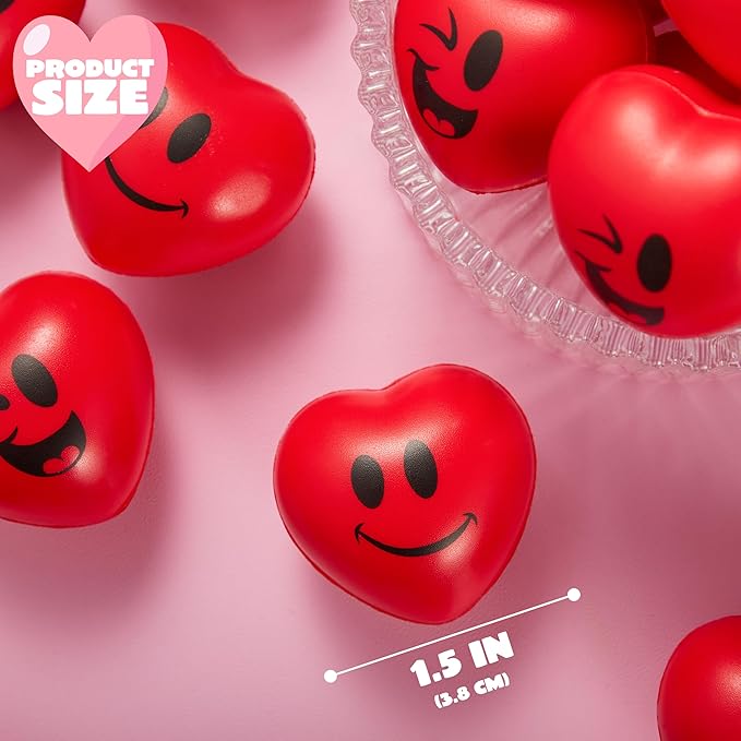 JOYIN 30 Pcs Valentine's Day Red Heart Shape Stress Ball, Valentines 1.5 inch Heart Ball Squishy Toy Exchange Gift for Kids, Stress Relief Party Favors, Holiday Reward Prizes