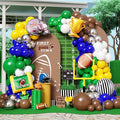 Football Balloon Arch Kit,135Pcs Yellow Royal Blue Silver Balloon Garland with Football,Helmet,Goal Post,Trophy Foil Balloons for Sports Rugby Birthday Big Game Touch Down Tailgate Party Decoration