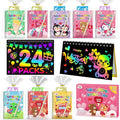 ZMLM Valentines Day Gifts Kids Classroom: 24 Pack Scratch Rainbow Art Notebook Paper, Birthday Party Favors For Kids 4-8, Bulk Goodie Bags Stuffers, Student Prizes From Teacher, Kindergarten Toy