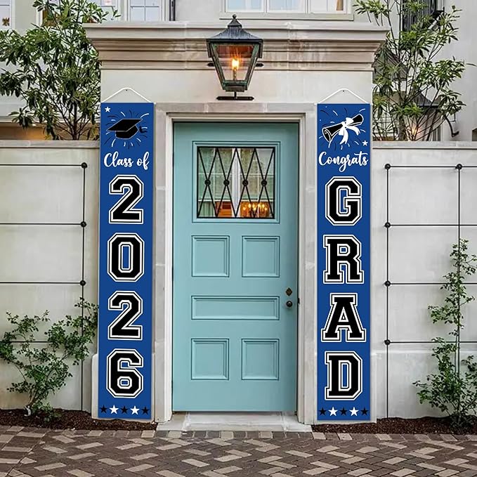 Graduation Decorations Class of 2026 Hanging Grad Banner, Graduation Decorations Class of 2026 for Any Schools or Grades (blue)