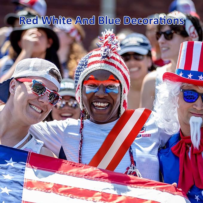Red White and Blue Decorations American Flag Sash and Star Sunglasses Sets Costume 4th of July Decorations Party in The Usa Cowboy Sash Us Citizenship Gifts Party Favors