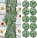 IVAPUPU 10 Pcs Cheesecloth Table Runner - 10ft Sage Green Easter Spring Boho Gauze Cheese Cloth Table Runners for Baby Shower Decoration Wedding Party Garden Farmhouse
