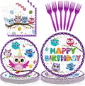 96 Pcs Owl Birthday Party Supplies Cute Cartoon Owl Paper Plates and Napkins Disposable Animal Owl Theme Tableware Set Owl Birthday Party Decorations for Kids Boys Girls Birthday Baby Shower Serves 24