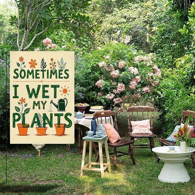 Funny Garden Flags Sometims I Wet My Plants Decor for Yard Outdoor Farmhouse Lawn Best Planting Lover Gifts Idea Double Sided Garden Flag 12 x18 inches