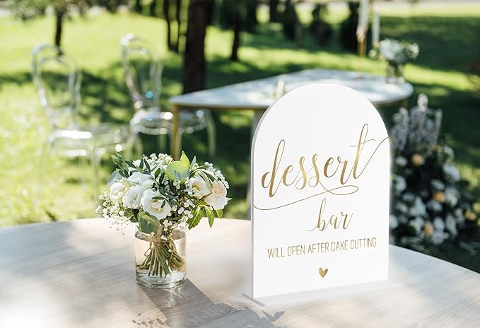Dessert Bar Sign, White Arch Acrylic Wedding Sign, Dessert Table Decor, Wedding Reception Decorations, Bridal Shower Decor, Centerpiece Table Decorations Party for Bride and Groom-4