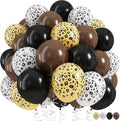 Cheetah Print Balloons, Black Dark Chocolate Tan Brown White Beige Leopard Latex Balloons, Jungle Animal Balloon Cheetah Decorations for Birthday Party Bachelorette Wild One Safari Bridal Shower Decor