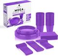 Grandipity 350 Piece Purple Disposable Dinnerware Set, Includes 50 of Each: 9" Dinner Plates, 7" Dessert Plates, 12oz Cups, Paper Napkins, Forks, Knives & Spoons