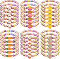 Tondiamo 30 Pcs Easter Party Bracelets Gifts Bulk Easter Bunny Egg Chick Carrot Polymer Clay Beaded Bracelets Bulk for Party Supplies Basket Stuffers Egg Fillers Gifts