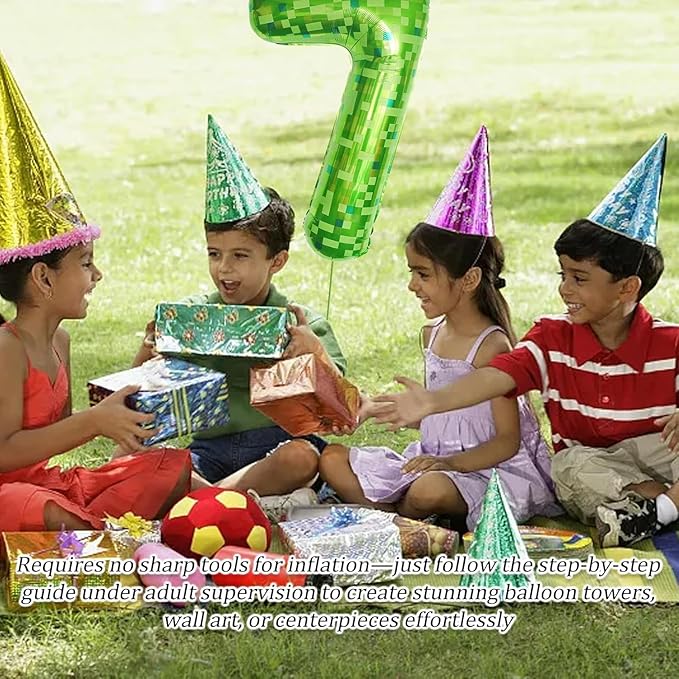 Green Number Balloons, Gaint Green Pixel Number 4 Balloon 40 Inch Dark green 4 Balloon for Boys Girls Kids 4th Birthday Party Decoration