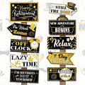 Hooqict Retirement Party Decorations 20 Pieces Happy Retirement Party Signs for Black and Gold Retirement Theme Party Decor Directional Banner Sign Retirement Birthday Party Supplies