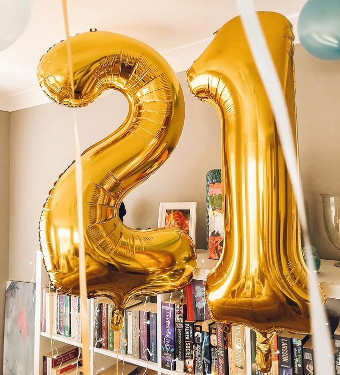 Large Gold 12 Number Balloons, 40 Inch Jumbo Number 12 Balloon, Gold Foil Mylar Balloons for Girl Sweet 12th/21th Birthday Party, Anniversary Decorations