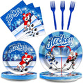 Wiooffen 96pcs Hockey Party Supplies Ice Hockey Birthday Party Plates Napkins Set Disposable Tableware Kit Birthday Party Sport Events Decorations Favors for Kids, Serve 24