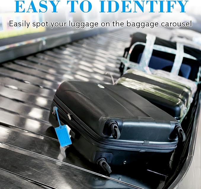 10 Pack Luggage Tags for Suitcases, Airplane Travel Essentials for Flying, International Travel Must Haves, and Luggage Accessories by Sodsay