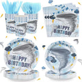 120 Pcs Tornado Birthday Party Decorations Two nado Party Supplies Includ Paper Plates Napkins Cups Forks Knives and Straw Tableware Set Serve 20