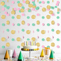KatchOn, Circle Dots Paper Garland - 65 Feet, Pack of 5 | Colorful Birthday Garland for Pink Gold Birthday Decorations | Gold Hanging Decorations for Wedding, Baby Shower, Bridal, Classroom Decor