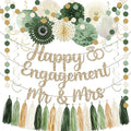 Engagement Party Decorations,Green Sage Congratulations Decorations includes Gold Glitter Happy Engagement Banner for Just Engaged Almost Married Party, Bachelorette Party Decorations