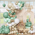 Sage Green Balloon Garland Kit, Green and White Balloon Arch Kit Olive Green White Gold Champagne Party Balloons Lime Green Beige Latex Balloons for Baby Shower Birthday Jungle Safari Party Decoration