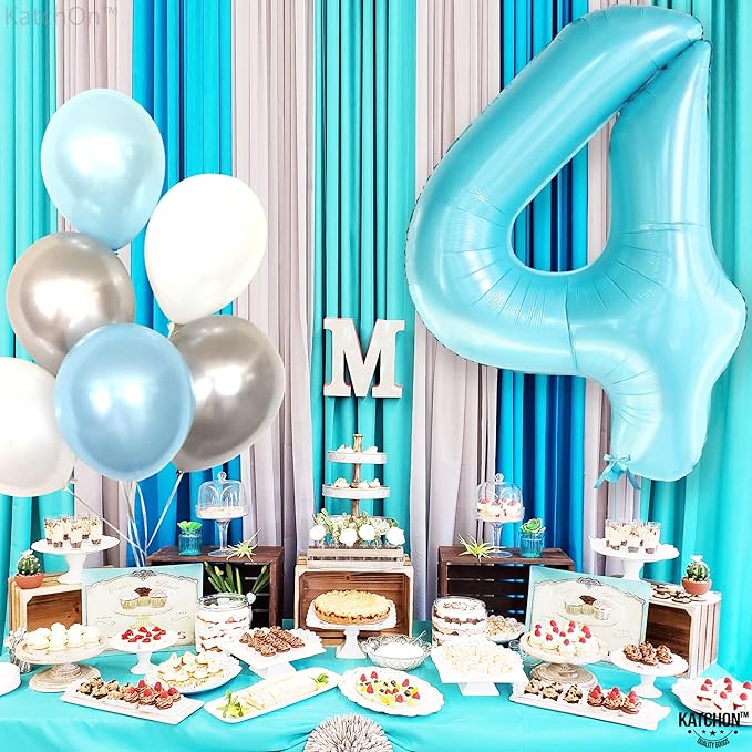 Giant Light Blue 0 Balloon Number - 40 Inch | 0 Foil Balloon | Light Blue Zero for Ocean Theme Birthday Party Supplies | 0 Mylar Light Blue Number | Zero Mylar Birthday decorations