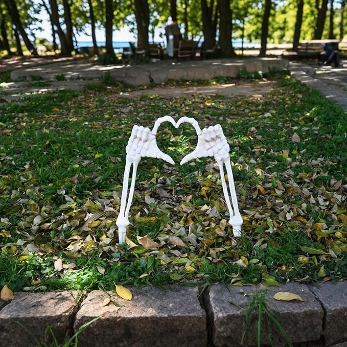 Seasons Halloween Skeleton Stakes Decorations, Love Pose 2 Piece Hands Arms with Lawn Stakes for Outdoor Yard Garden Graveyard Haunted House Decor