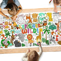 Safari Jungle Party Coloring Poster, 31.5x72" - Ideal as Safari Birthday Decorations, Kids' Coloring Table Cloth, Jungle Tablecloth for School Party & Special Events