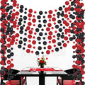Outus 10 Pieces Black,Red Round Dots Garland Easter Graduation Party Hanging Decor Each Length 13.1ft Glitter Paper Dot Streamers for Birthday Wedding Classroom