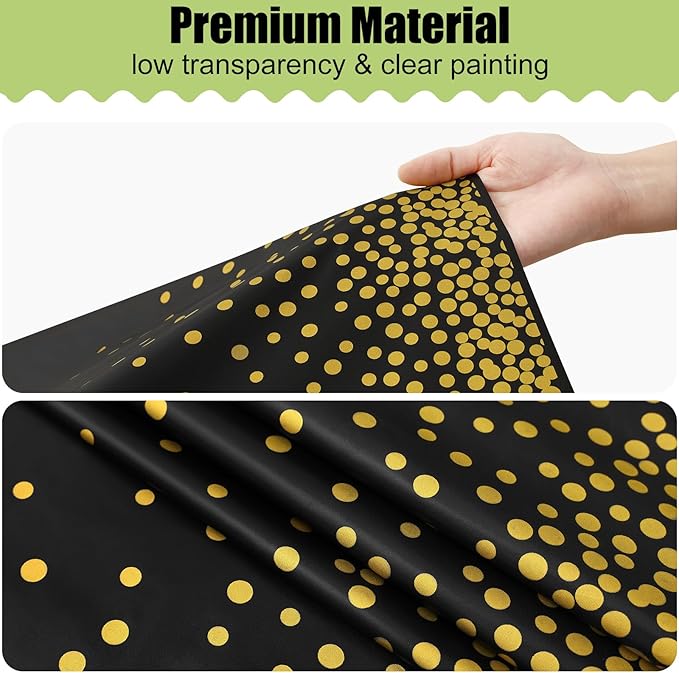 Smiry Disposable Table Cloth - 6 Pack, 54 x 72 Inch Waterproof Rectangle Tablecloths for Parties, Decorative Plastic Table Cover, Leakproof & Sturdy, Black & Gold