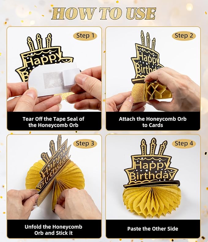 9 Pcs 90th Birthday Decoration for Men Women 90th birthday Centerpieces for Tables Decorations Cheers to 90 Years 1936 Birthday Honeycomb Table Topper Black and Gold 90th Birthday Party Favors