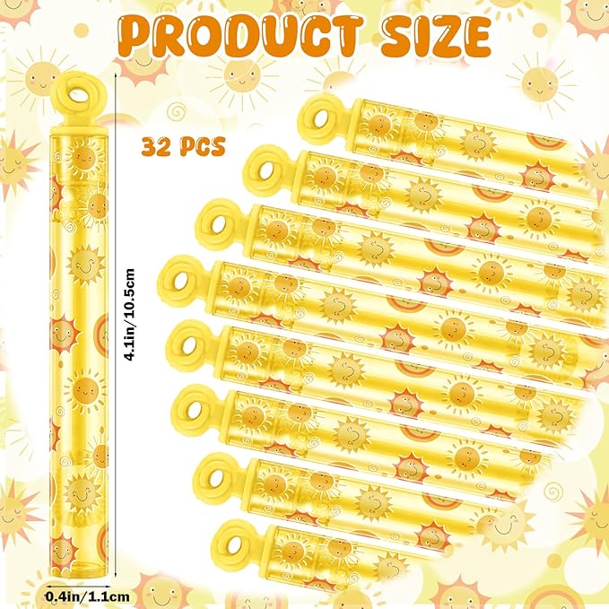 32 Pcs Summer Sunshine Bubble Wands Summer Bubble Wand Party Favors for Adult Pool Activity Birthday Party Goodie Bag Stuffers Gifts Wedding Supplies