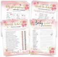 HOMANGA Baby Shower Games for Girl, 4 Fun Games for 25 Guests, Pink Floral Baby Shower Decorations, Who Knows Mommy Best, Guess Who Mommy or Daddy, Word Scramble, Babies Descriptions & Well Wishes