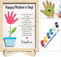 Mothers Day Handprint Gifts for Mom from Daughter Son, Personalized Family Handprint Frame, Custom Family Art Keepsake, DIY Flower Craft Wood Sign with Paint, Gift for New Parents, Grandma, Nana