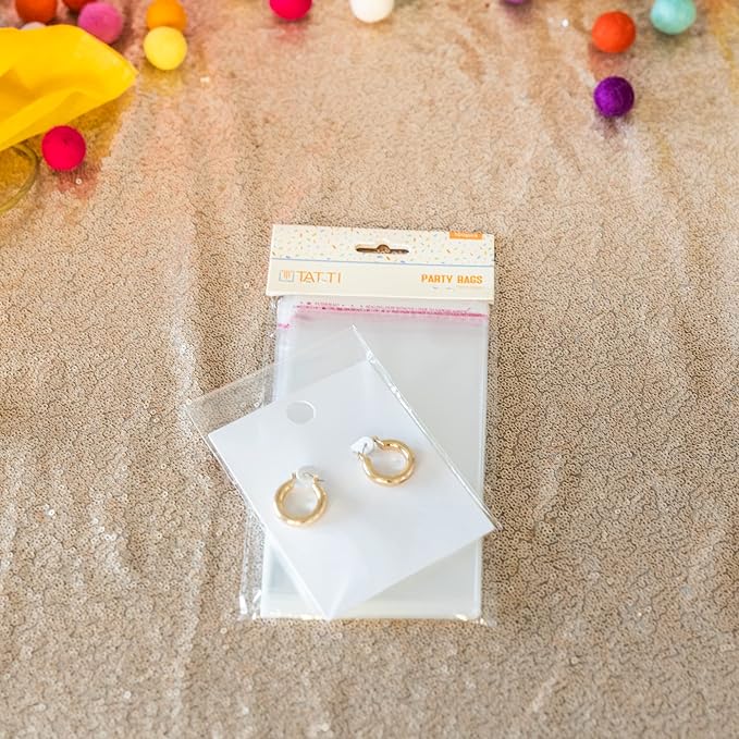 100 Pcs 4"6"+1.2" Clear Plastic Bags, Flat Cello/Cellophane Candy Bags for Bakery, Cookie, Dessert, Party Favor Packaging
