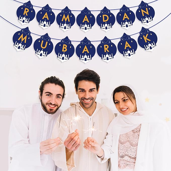 OHOME Ramadan Banner and Decorations for Home 2024 - Mubarak Banner and Decor - Dareem Backdrop for Outdoor Indoor Wall