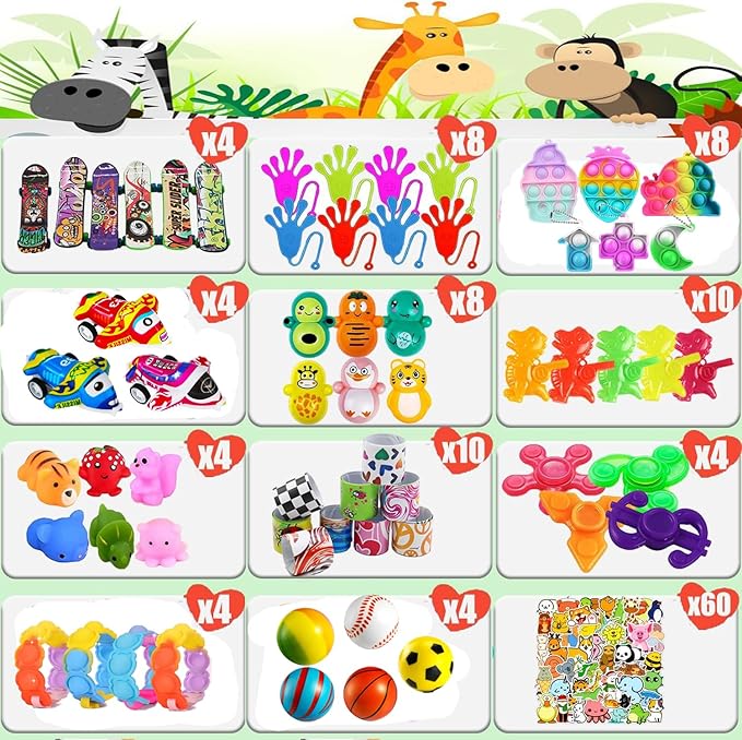 128 Pcs Party Favors Toys for Kids, Treasure Box Toys for Classroom Carnival Prizes Rewards Bulk, Easter Egg Fillers, Goodie Bag Stuffers for Kids Party, Pinata Fillers Birthday Gifts