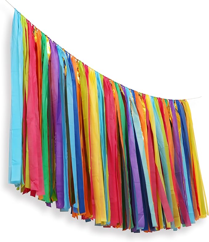 PapaKit 5ft Extra Large Colorful Streamer Fringe Party Backdrop 5ft | Ready to Hang | Vibrant Festive Rain Curtains for Birthday, Fiesta Party Decorations, High-Density Photo Booth Background