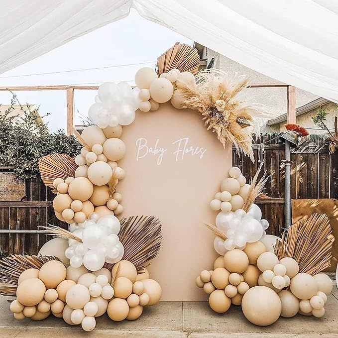 Double Stuffed Nude Balloons Tan Brown Balloon Garland Arch Kit Apricot Latex Balloons Different Sizes 18 12 10 5inch Neutral Balloon for Teddy Bear Birthday Decoration Boho Wedding Supply