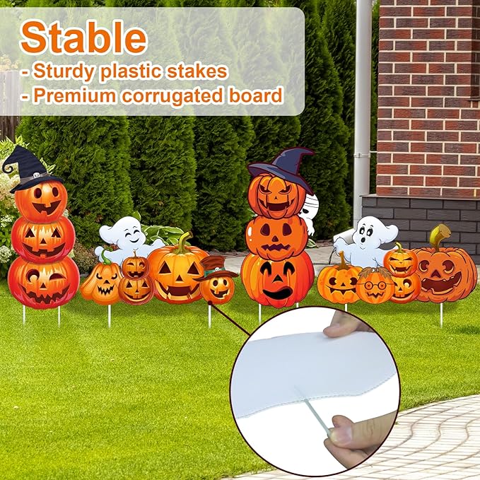 Halloween Decorations Outdoor Yard Signs - Halloween Ghost Pumpkin 3-tiered Decor Yard Stakes Prop for Lawn Decorations Outdoor Garden Home Party Decor