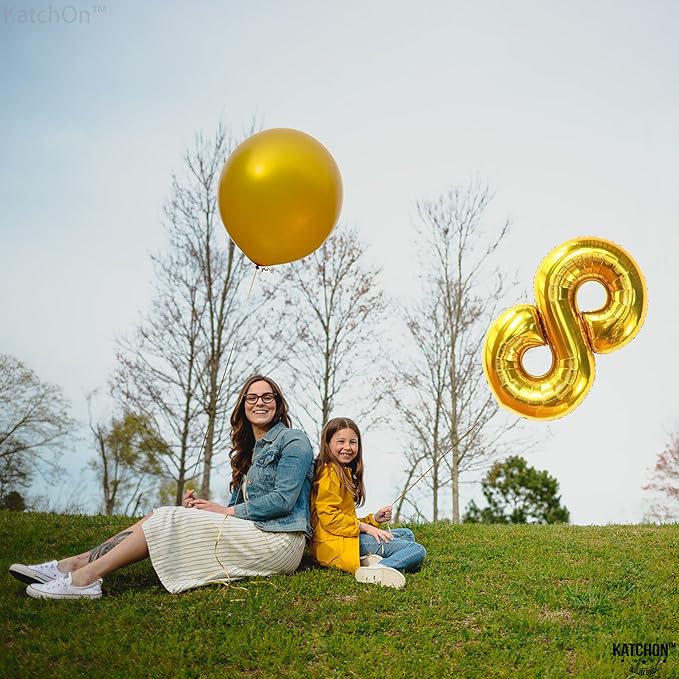 KatchOn, Giant Gold Number 8 Balloon - 40 Inch | Golden 8 Balloon for Golden 8th Birthday Decorations for Girls | 8th Birthday Decorations Boy | Number Balloons for Anniversary Party