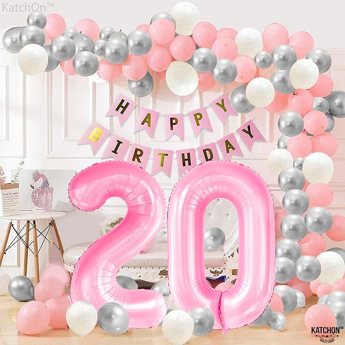 KatchOn, Huge 40 Inch Light Pink 0 Balloon - Pink Balloons | Zero Balloon, Light Pink Party Decorations | Pink Birthday Decorations for Women | 0 Light Pink Number Balloon for Anniversary