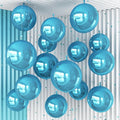 14 Pcs Blue Round Foil Balloons 22/15/10 4D Ball Balloons Light Baby Blue Metallic Balloon Ornament Mylar Balloon Chrome for Birthday Graduation Wedding Anniversary Ocean Disco Party Decor