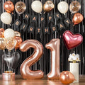 21st Birthday Decorations for Women - Rose Gold, Black and Hot Pink Party Supplies Set with Happy 21st Banner, Number 21 Balloons and Foil Fringe Curtains - 21 Year Old Celebration Kit
