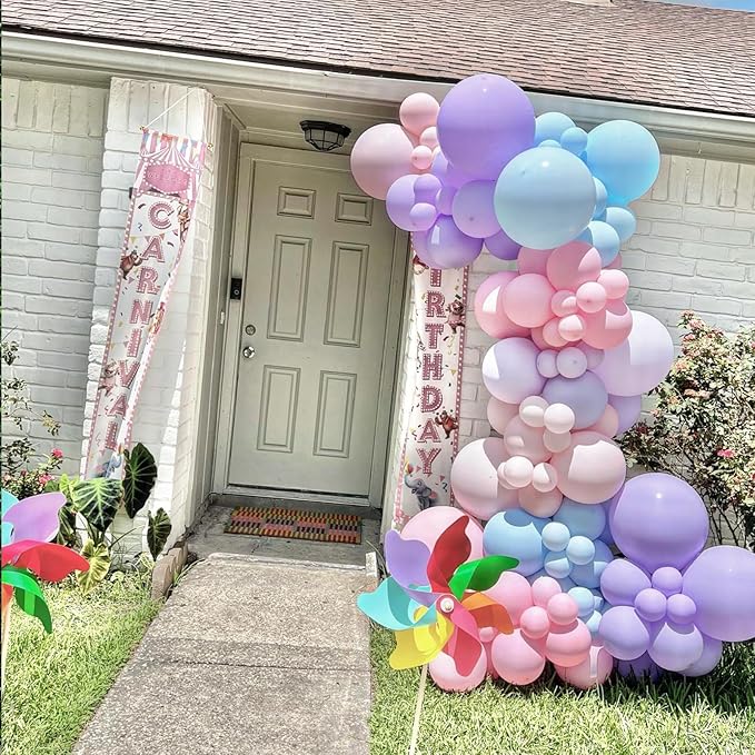 Pink Blue Balloon Arch Kit with Macaron Purple, Blue & Purple Party Balloons for Birthday, Wedding, Baby Shower Decorations