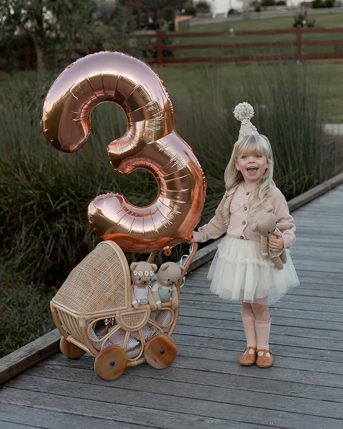 Rose Gold Number 13 Balloon 40 inch, 13 Number Balloons, 13th Birthday Decorations for Girls Boys, 13 Year Old Rose Gold Party Supplies