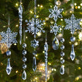 GuassLee 36pcs Crystal Christmas Tree Ornaments - Blue Acrylic Snowflake Icicle Drop Crystal Hanging Ornaments for Christmas Tree Wonderland Frozen Themed Birthday Party Decor