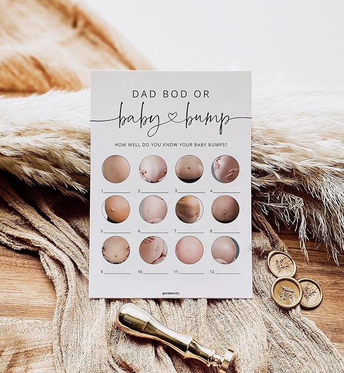 Baby Shower Games, Baby Bump or Dad Bod Hilarious Baby Shower Game for Boy or Girl, Gender Neutral, 50 Cards